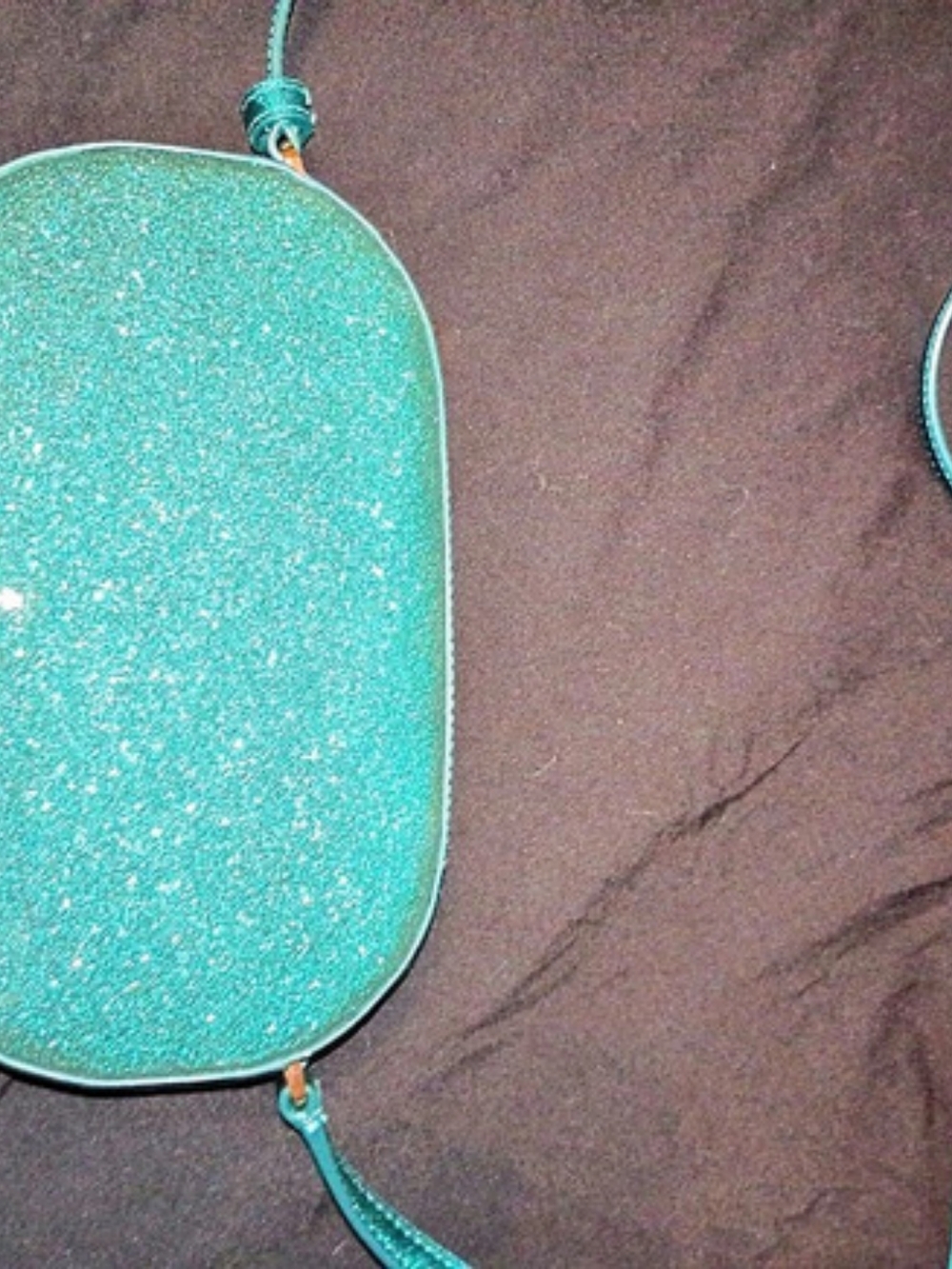 Kate Spade Glimmer Oval Camera Bag Festive Teal Green Glitter Crossbody Purse
